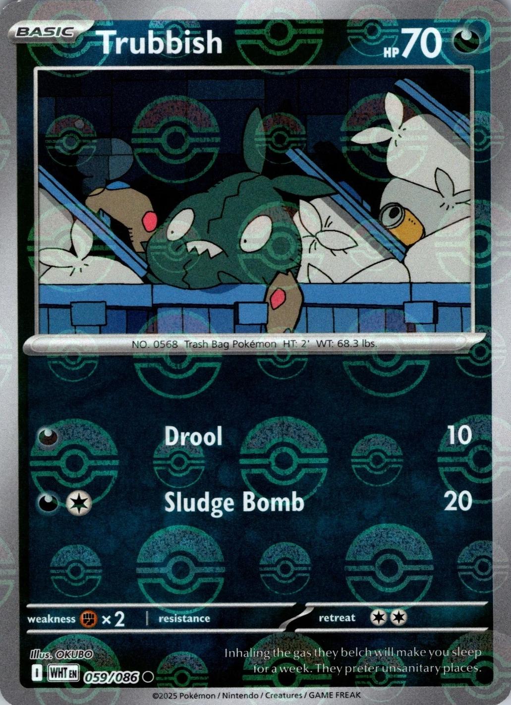 White Flare Trubbish [Poke-Ball] Pokémon card